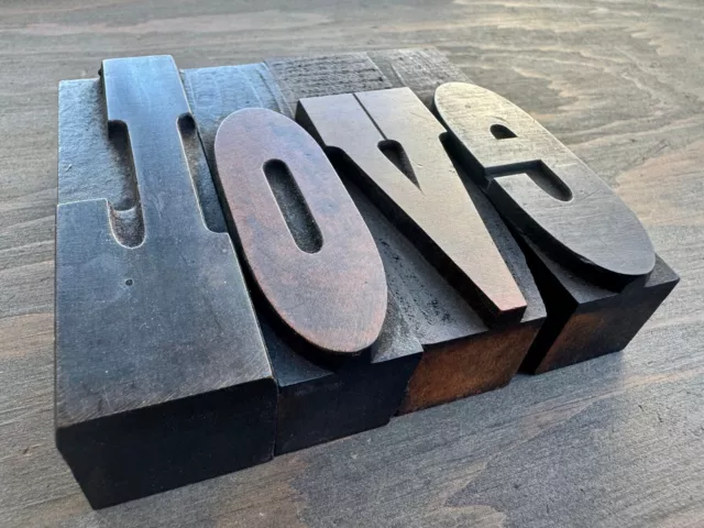 Antique Letterpress WOOD TYPE Western Style Printing Block letters - Love 3