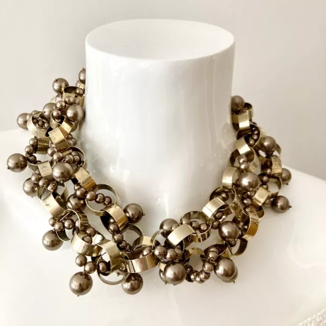 ROSANTICA Stunning Antique Metal Multi Ball And Link Statement Necklace RP £325
