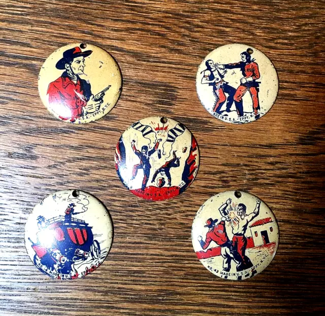 Vintage Eppy tin buttons circa 1930's Made In USA NYC cowboys