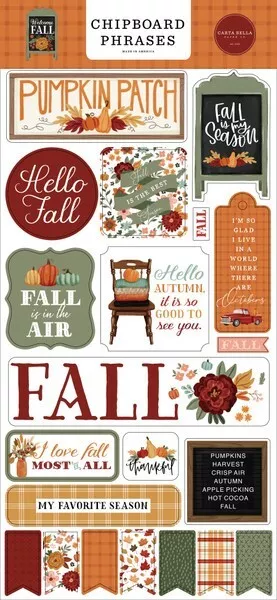 Hermosas Frases De Chipboard Tarjeta ~ Bienvenida Otoño ~ Grande 6"X13" ~ Otoño ~ Hola Otoño