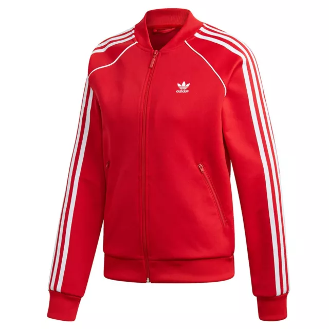 Adidas Originals Donna Superstar TT Felpa Tuta Giacca Sportiva Allenamento Rossa
