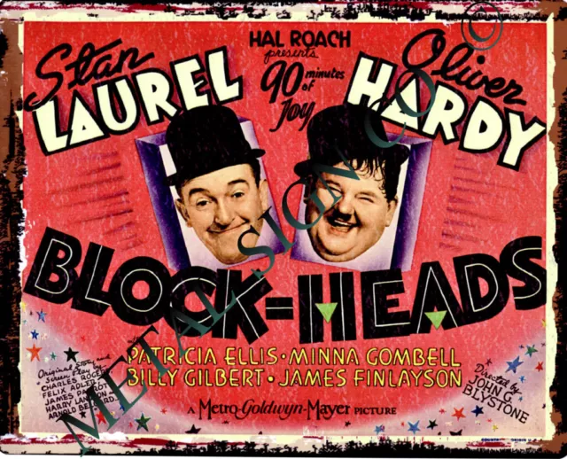 LAUREL & HARDY IN BLOCKHEADS metal wall sign pub,bar shed garage cafe shop film