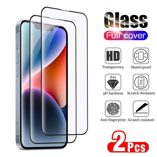 2X Tempered Glass Screen Protector For iPhone 15 14 13 12 11 Pro Max 7 8 PLUS XR