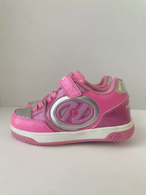 Heelys Plus X2 Lighted Pink Silver Sparkle Light Up Skate Shoes Sz 4Y