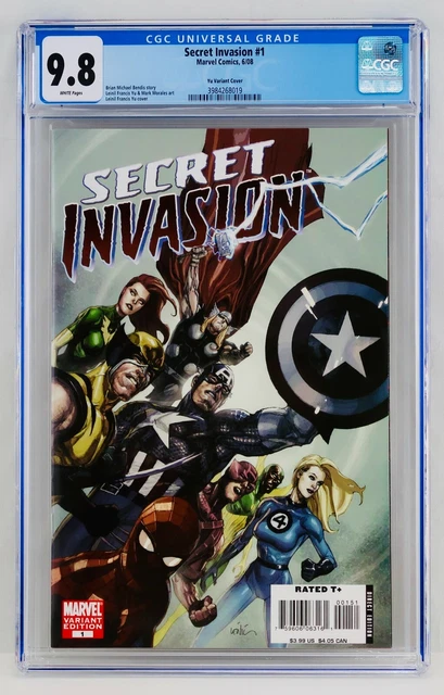 Secret Invasion #1 CGC 9.8 White Pages Yu Variant Cover NM/MT Hot Key Grail