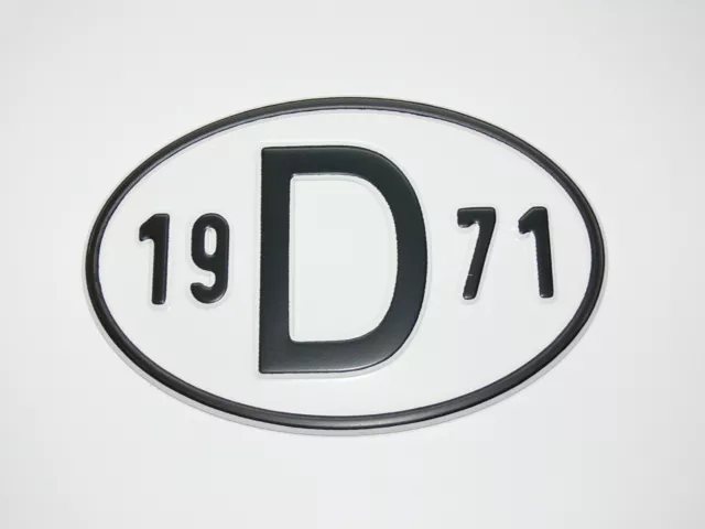 D-Schild 1971 Alu geprägt für VW Käfer Karmann Ghia Bus T2 Oldtimer NEU