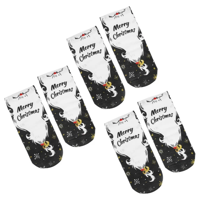 3 paia calze natalizie in materiale poliestere con stampa 3D festive