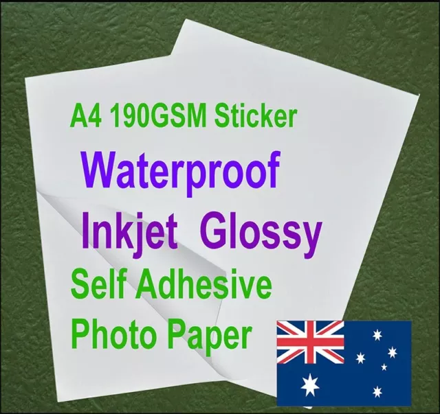 20XA4 190GSM Inkjet Glossy Sticker Adhesive Paper ( Waterproof In Pigment Ink )