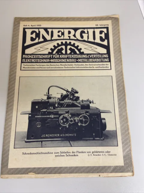 Technische Zeitschrift Energie Heft 4 - 1933 Messe Leipzig Bayer-Kreuz
