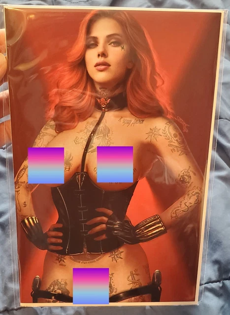 SHIKARII VIRGIN BLACK WIDOW TATTED Naughty Comic Book Cover NM LIMITED EXCLUSIVE