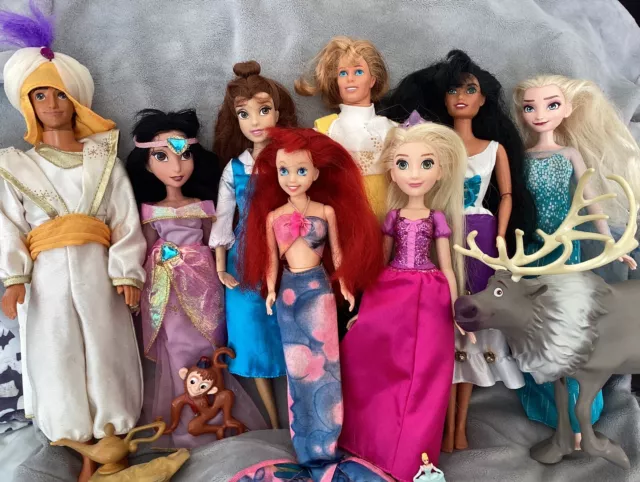 Bundle Of Vintage & Modern Disney Princess Dolls Inc Aladdin, Esmerelda, Belle