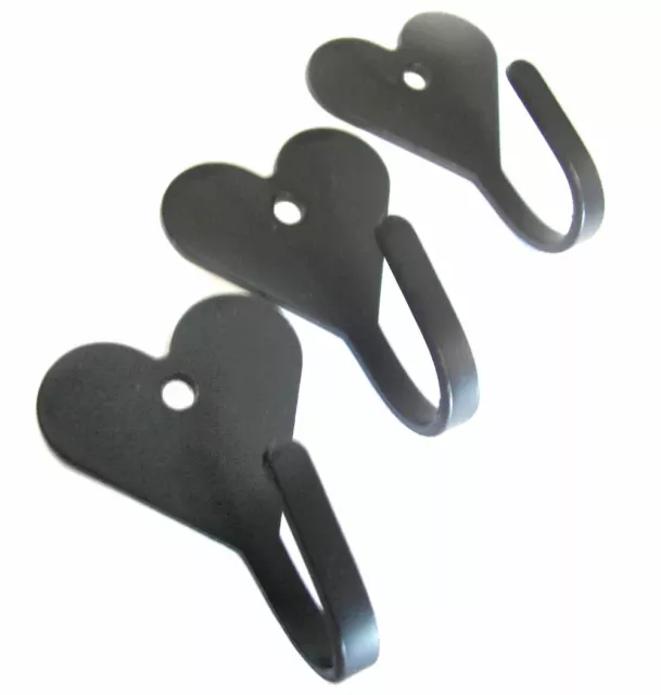 HEART HOOK Solid Wrought Iron Wall Hooks by Piece or Dozen Amish Blacksmith USA