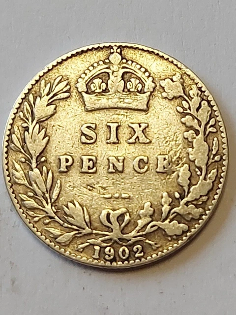 1902 Edward VII Sixpence Silver Coin