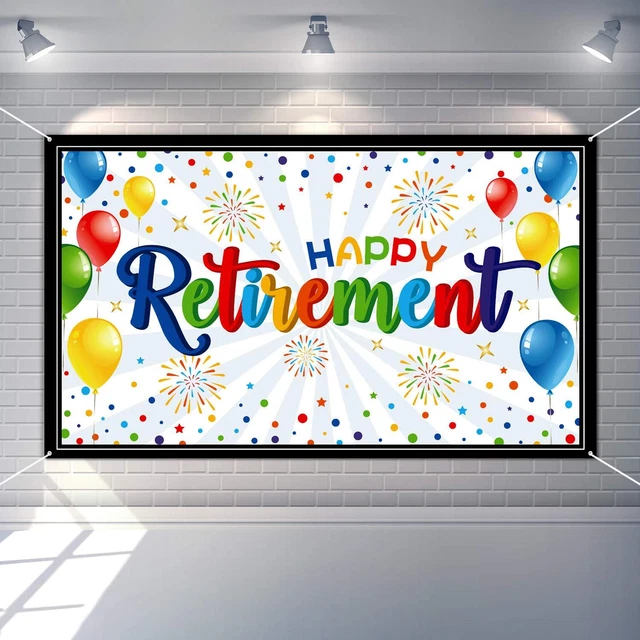 Happy Retirement Party Decorations Giant Colorful Retirement Banner Backdrop