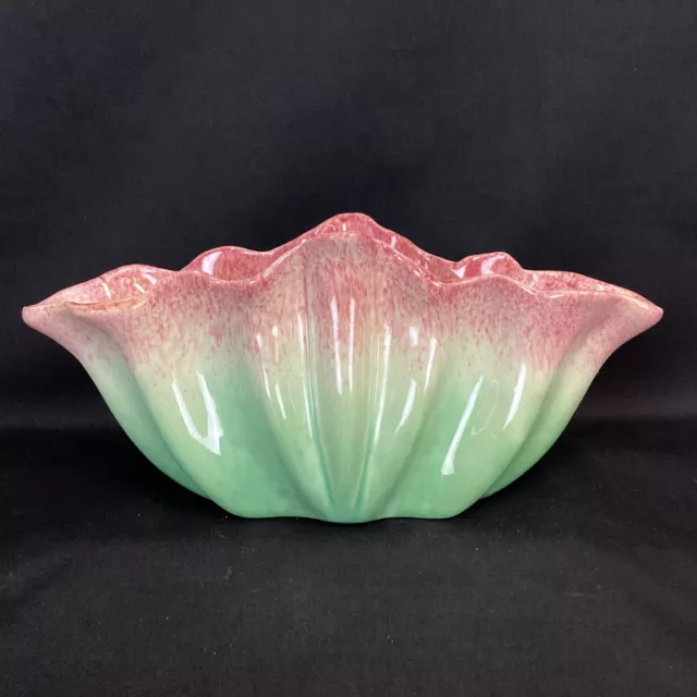 Pates Potteries Wide Green and Pink Vase (11B)  MO#8707