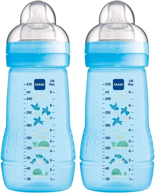 Biberón para bebé MAM Easy Active con tetinas MAM de flujo medio talla 2, paquete doble de bebé