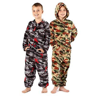Boys Girls Fleece Camouflage 1onesie All in one Pyjamas