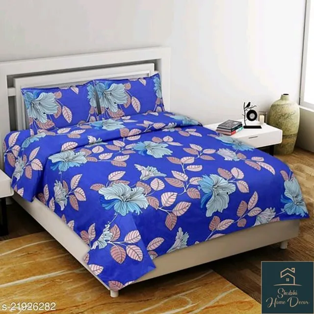 Drap de lit double en coton indien à fleurs, couvre-lit avec 2 taies d'oreiller