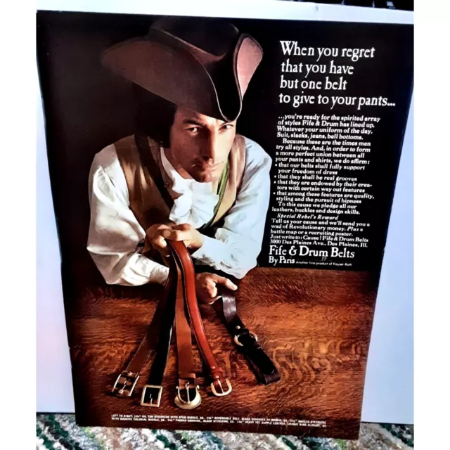 1969 Fife Drum Belts by Paris Vintage Print Ad Original