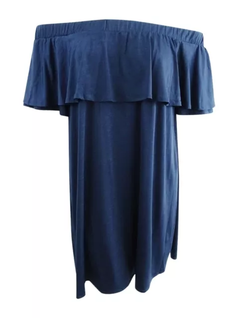 Rachel Rachel Roy Women's Plus Size Ruffled Scuba Cold-Shoulder Dress (1X, Navy)