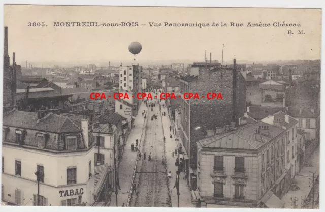 CPA MONTREUIL SOUS BOIS (93) - Vue Panoramique de la Rue Arsène Chéreau - Ballon