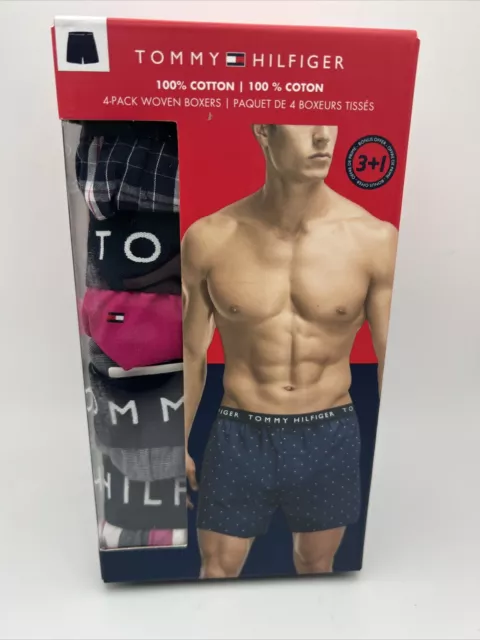 Paquete de 4 Boxers Tommy Hilfiger 100 % Algodón Tejido Ropa Interior Para Hombre Talla XXL Nuevo con Etiquetas Gr29