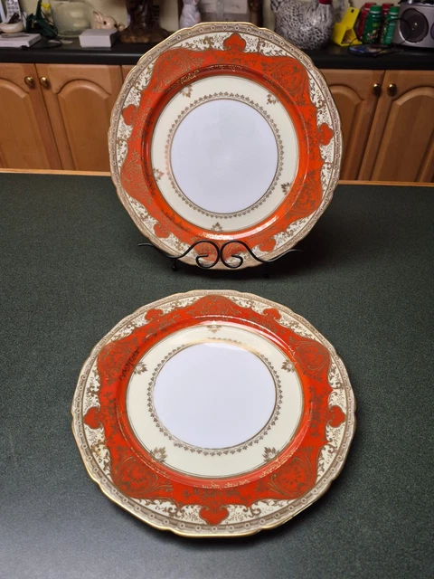 RARE VINTAGE NORITAKE China Plate Set Hand Painted Japan, Red