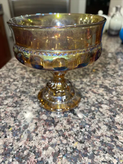 Vintage Jeannette Carnival Glass Company Marigold Iridescent Thumbprint Glass