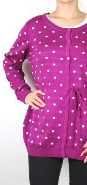 Damen Strickjacke pink Punkte weiß  lange Paßform Umstands Größe 42 - 54 NEU 965 2
