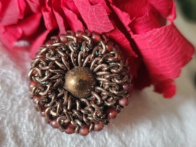 ANCIEN BOUTON cuir et résine 3 cm