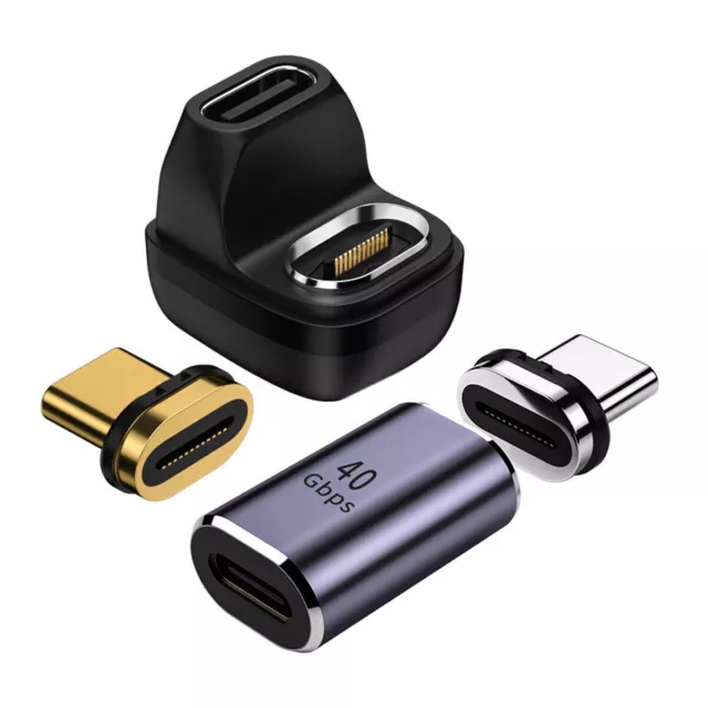 Adaptador magnético CY USB C, USB4 tipo C 100W datos de alimentación 8K adaptador de video 90 grados 2