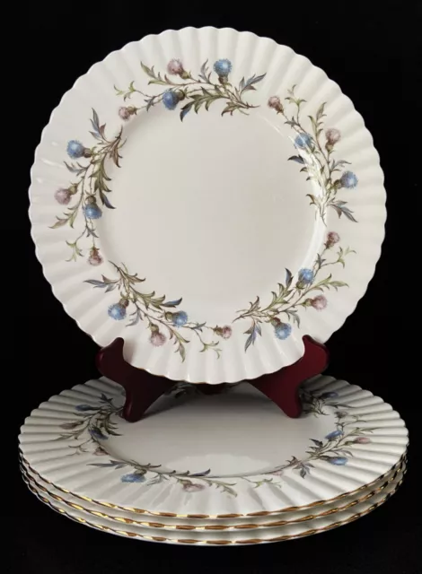 Set of 4 Royal Albert England Brigadoon Thistle Dinner Plates 10 1/2"