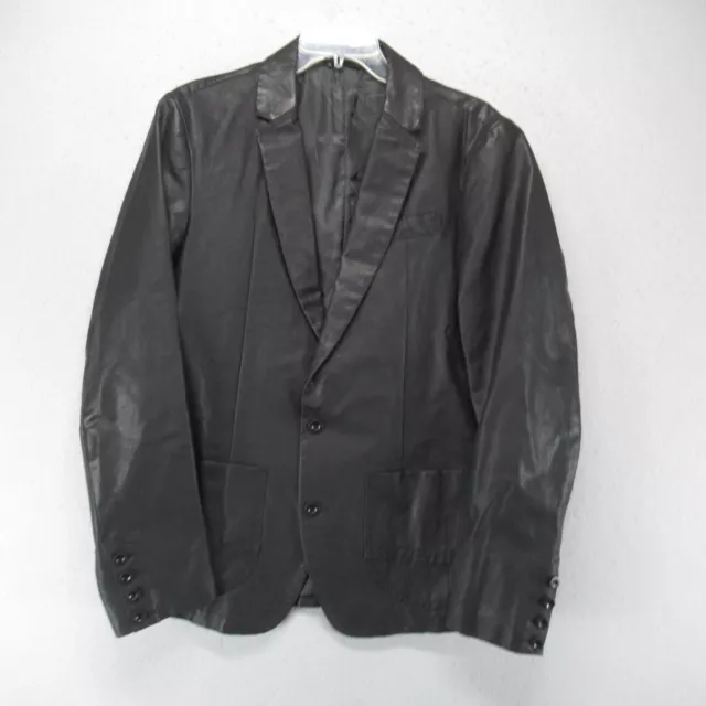 Diesel Sport Coat Blazer Mens XL Black Two Button Biker Jacket Dress Coat Shiny