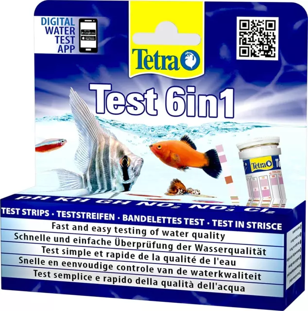 Tetra Kit Test Dell'Acqua Per Acquario 6in1 Qualità Acqua Veloce 25 Strisce