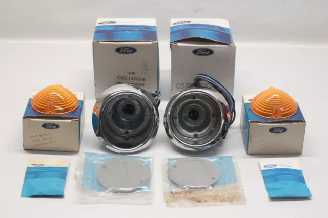 NOS 1965 1966 Ford Mustang Parking Light Lamp Assembly Pair FoMoCo OEM C5ZZ