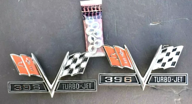 65 66 67 Chevelle, ElCamino, Impala, 1967 Camaro, 396 Flag Front Fender Emblems