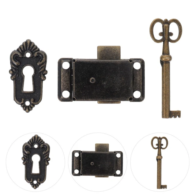 Set Antico Serratura E Chiave Per Armadio Armadi Antichi, Serratura Decorativa, Per Portagioie/Scatola Di Legno - Foto 2