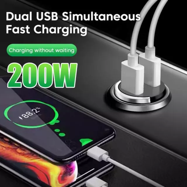 USB Car Charger Cigarette Lighter With Dual Socket Adapter For iPhone Samsung