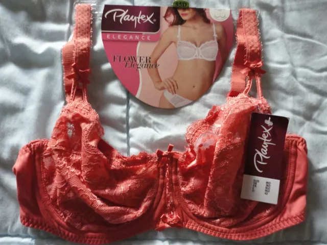 Soutien Gorge Playtex **Neuf** Flower Elegance Dentelle Orange Cannelle T 95 D