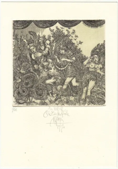 Exlibris Bookplate Radierung Harry Jürgens 1949 Zauberflöte Mozart