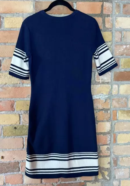 Ralph Lauren Collection Purple Label Navy Cotton Cashmere Striped Dress XS 3