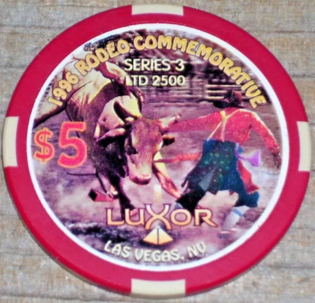 $5 Ltd 1996 Rodeo Series 3 Gaming Chip From The Luxor Casino Las Vegas Nv