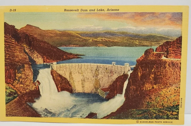 Vintage Postcard Roosevelt Dam and Lake Arizona