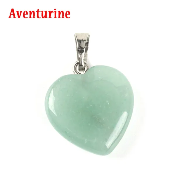 Quartz Heart Pendant Necklace Gemstone Natural Stone Crystal Chakra Healing