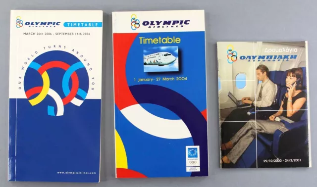 Olympic Airways Airline Timetables X 3 - 2000/01 2006 2004 Greece Oa