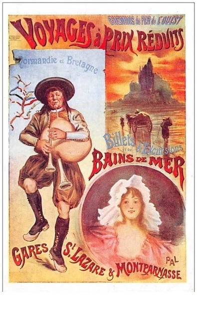 publicitaire. n° 48022 . normandie bretagne. chemin de fer de l ouest.affiche