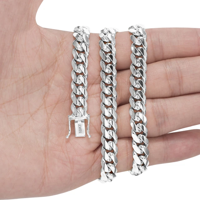 10K White Gold Solid Mens 7mm Miami Cuban Link Chain Necklace Box Clasp 18"-30" 10K White Gold Solid Mens 7mm Miami Cuban Link Chain Necklace Box Clasp 18"-30"