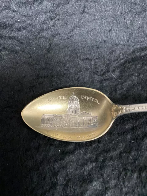Capital building Topeka Kansas sterling silver souvenir spoon vintage