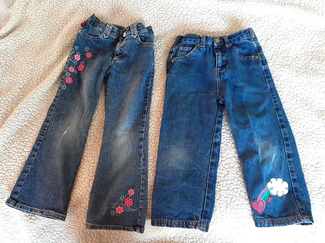 LOT OF 2 Girl’s Toddler Jeans size 4T  Bongo Kids Zone Distressed Embroidered