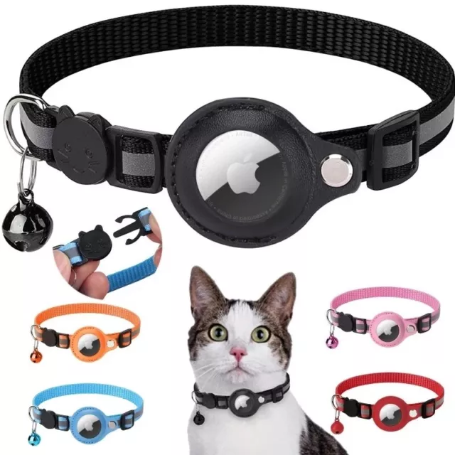 Für Apple Airtag Katze Hunde Halsband Reflektierend Luft Tag GPS Anti-ver ;